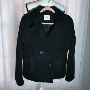 PAPAYA Long Sleeve Double Breasted Button-Up Black Felt Cropped Jacket L